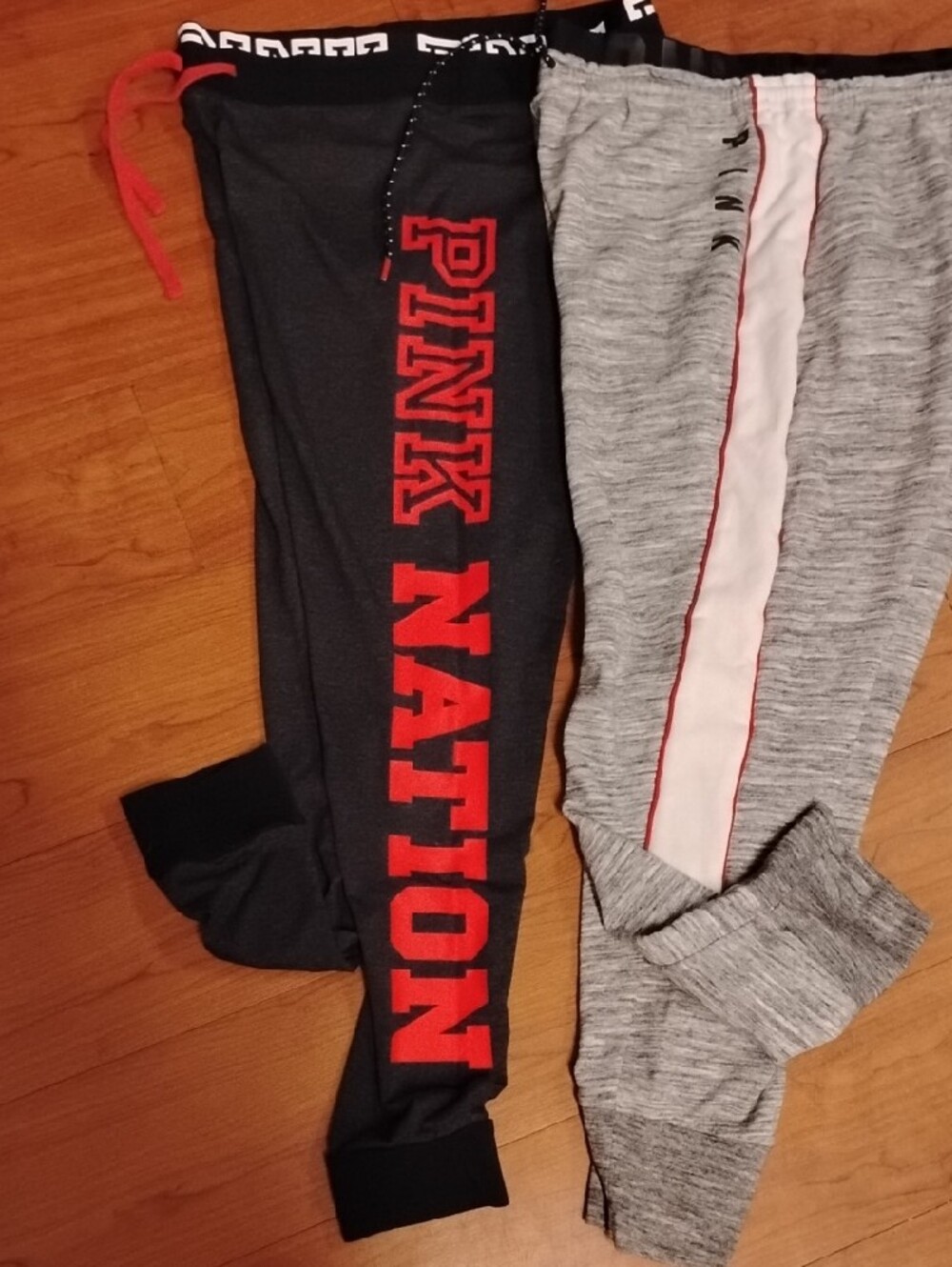 PINK Victoria's Secret Gray And Black Joggers with Pink Logo